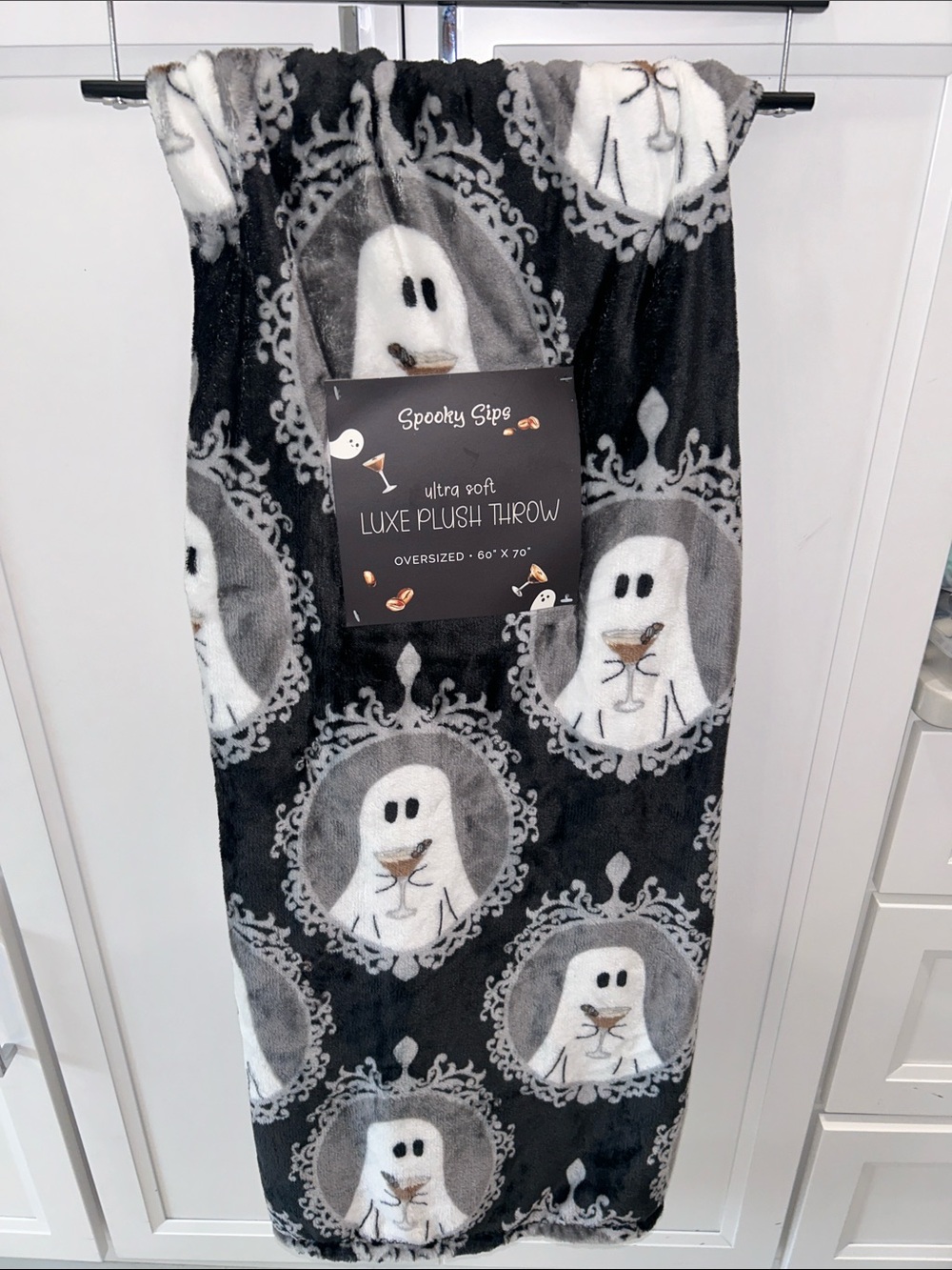 Spooky Sips Ghost Martini Halloween Oversized Throw Blanket 60”x70”